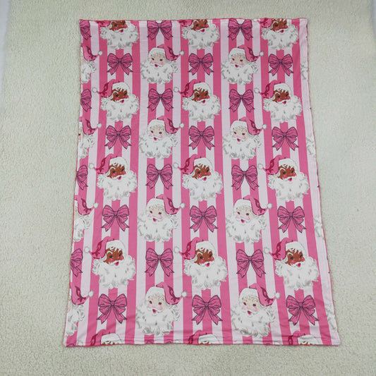 BL0255 Christmas Santa Claus Bows Rose Red Stripe Baby Blanket 29-43 inches 202608 RTS