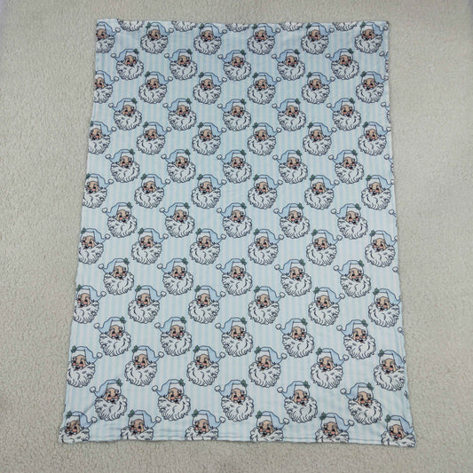 BL0256 Christmas Santa Claus Stripe Light Blue Baby Blanket 29-43 inches 202608 RTS