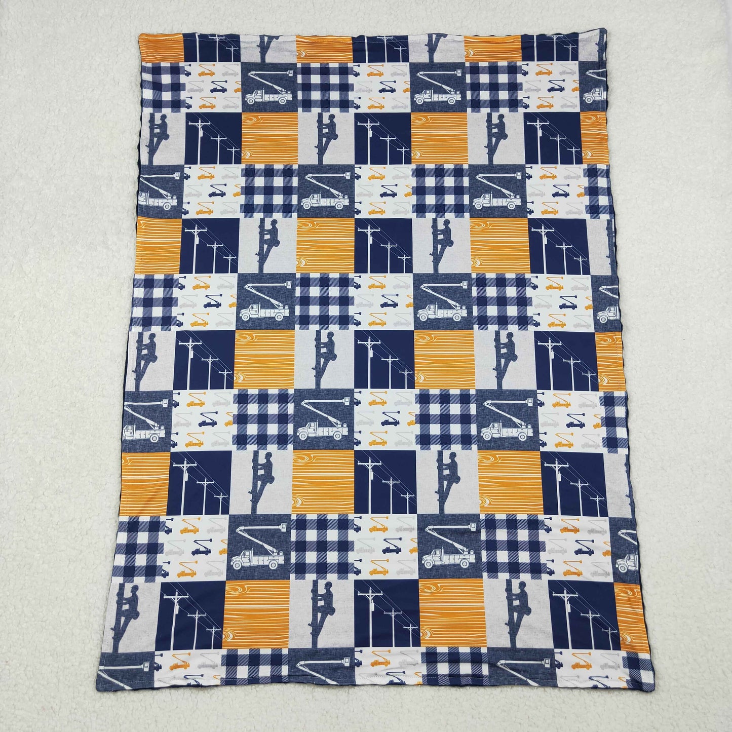 BL0075 Telephone Pole Maintenance Worker Pattern 29-43 inches Baby Blankets 202510 RTS