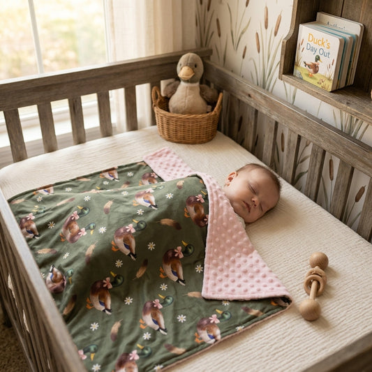BL0283 Mallard Ducks Pink Baby Newborn Blanket