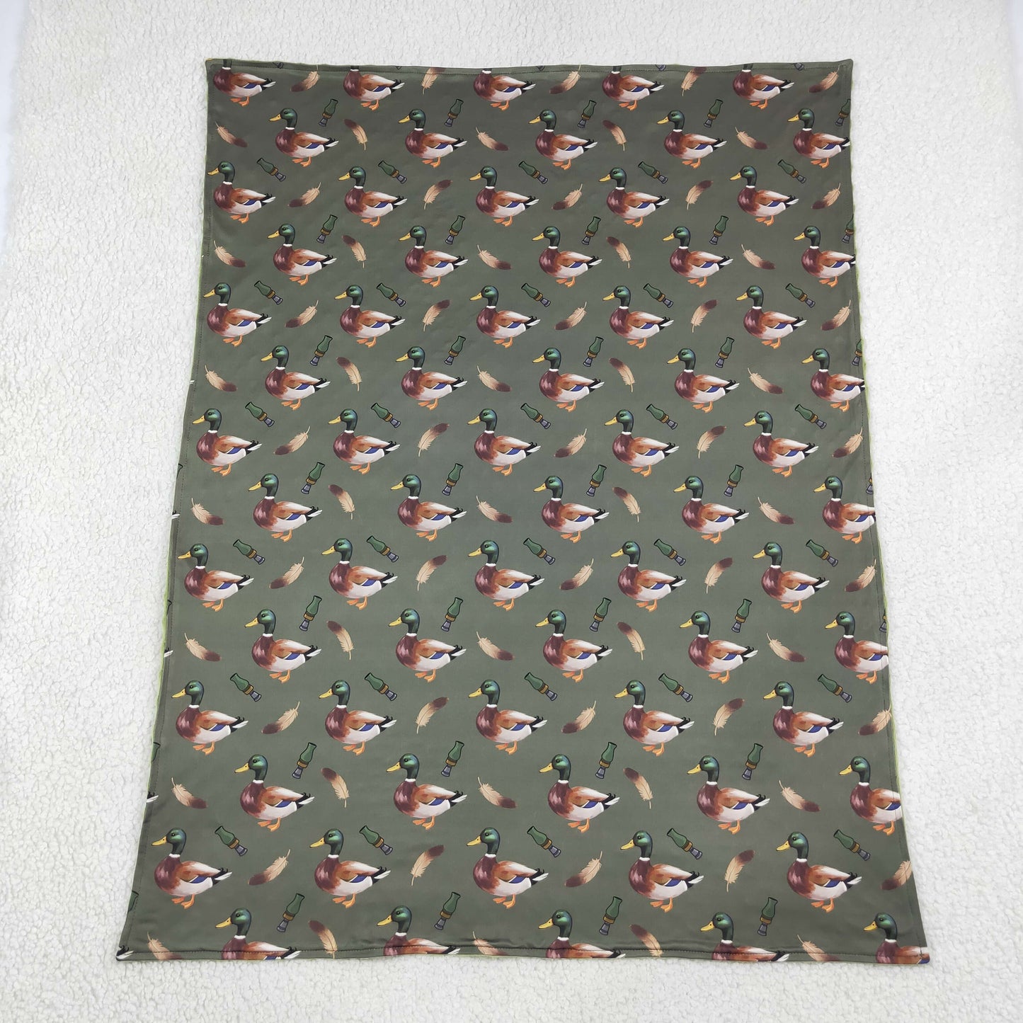 BL0287 Mallard Ducks Green Baby Newborn Blanket