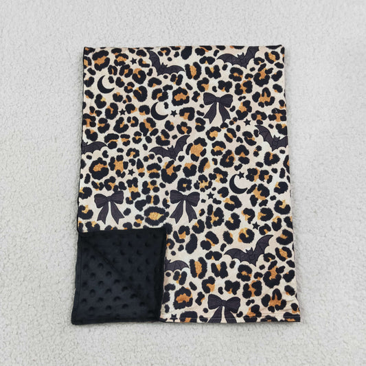 BL0290 Halloween Bat Leopard Black Baby Newborn Blanket 202609 RTS