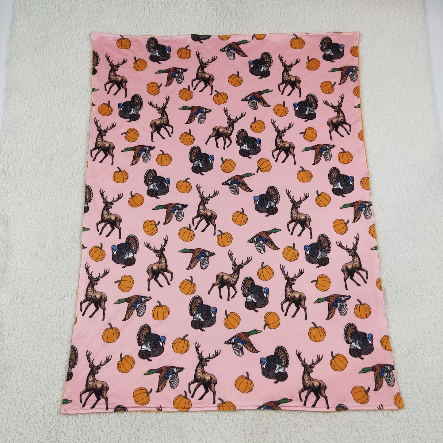 BL0293 Hunting Pumpkin Orange Baby Newborn Blanket