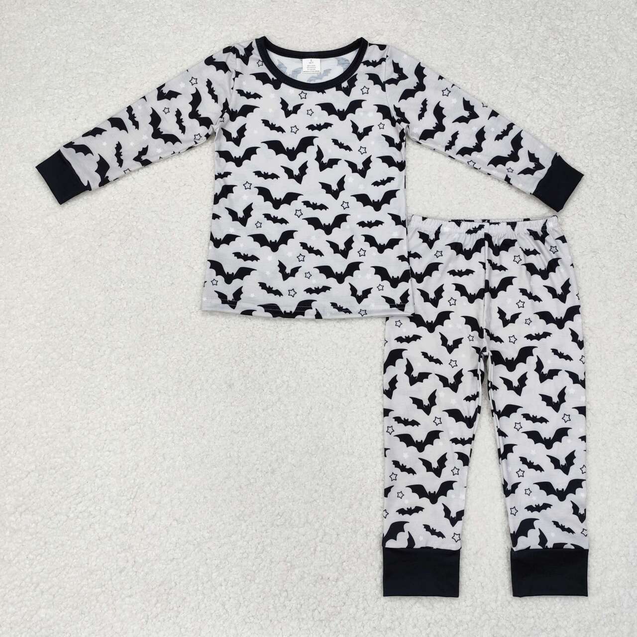 BLP0520 western clothes NO MOQ Modal Halloween Bat Long Sleeve and long pants pajama set bamboo zippy