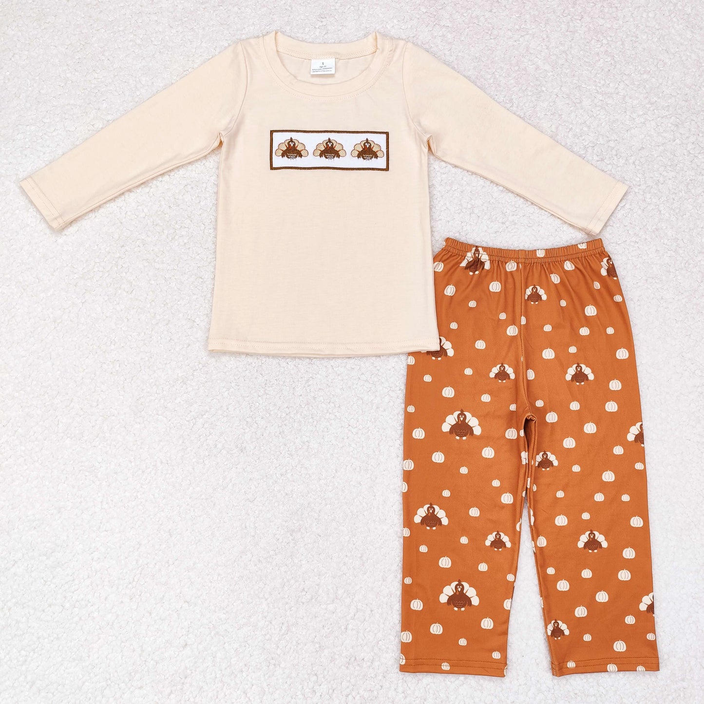 BLP0542 NO MOQ embroidered Turkey re-pumpkin brown pantsuit western clothes