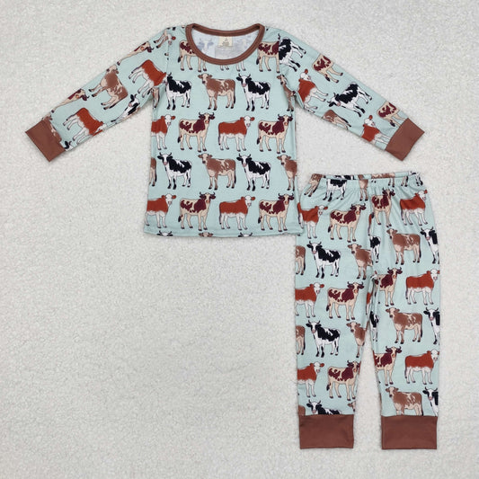 BLP0829 Bamboo Pajamas Cow Long Sleeve Pants Boys Pajamas Set RTS 202509