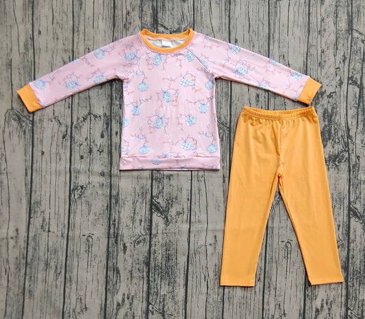 Preorder BLP0896 Thanksgiving Pumpkin Leaf Long Sleeve Orange Pants Boys Set 202508