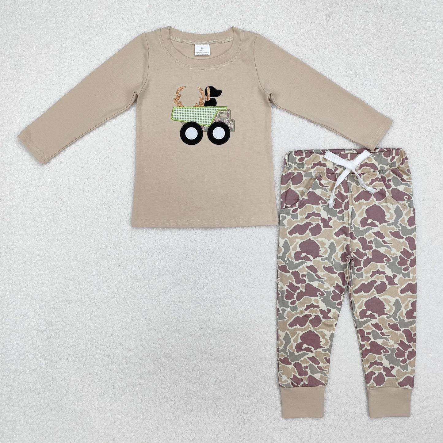 BLP0886 Embroidered Deer Hunting Long Sleeve Camouflage Pants Boys Set RTS 202510