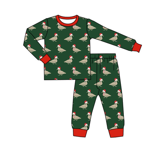 BLP0903 Christmas Bamboo Pajamas Duck Green Long Sleeve Top Pants Boys Pajamas Set RTS 202509