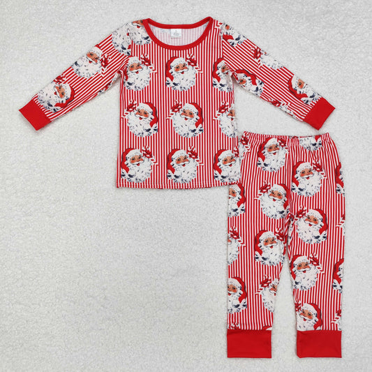 BLP0917 Christmas Bamboo Pajamas Red Striped Long Sleeve Pants Boys Pajamas Set High Quality Wholesale RTS 202509