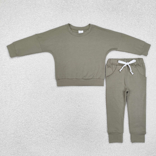 BLP1054 Gray Green Long Sleeve Pants Boys Set RTS 202509