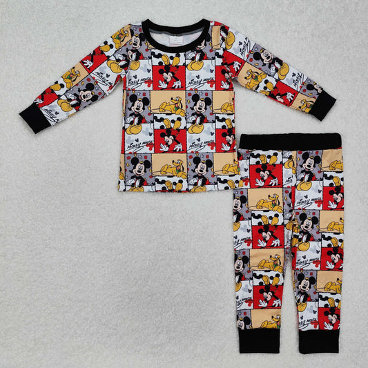 BLP1058 Boys Black Red Cartoon Mickey Mouse pajamas long sleeve top pants pajamas Boys Boutique outfits 202501 RTS