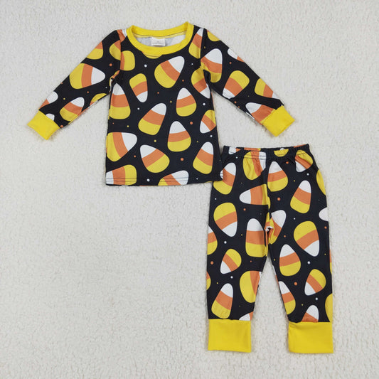 BLP1066 Halloween Candy Black Long Sleeve Long Pants Pajamas Sets Boys Boutique clothes  202506 RTS
