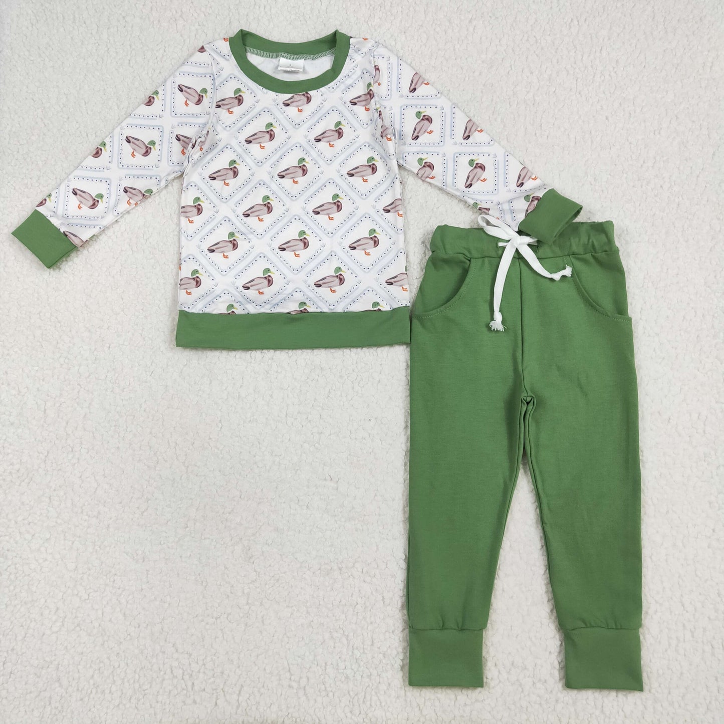 BLP1071 Duck Hunting Green Long Sleeve Long Pants Boys Set 202507 RTS
