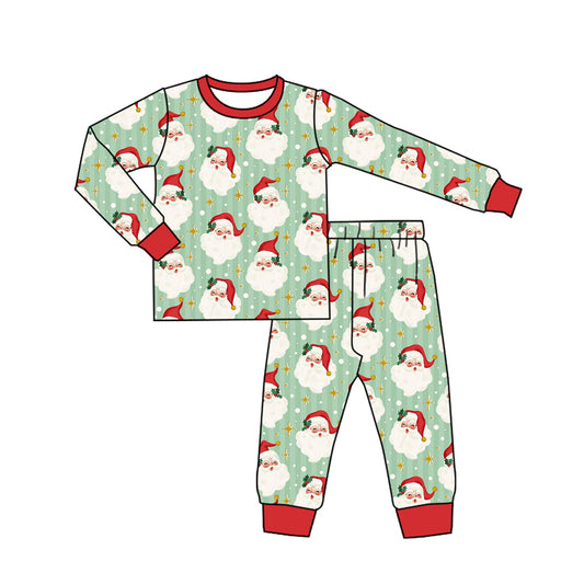 preorder BLP1088 Boys Boutique Christmas Santa Claus Star Long Sleeve Pants Pajamas Set 202505