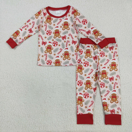 BLP1093 Boys Boutique Christmas Gingerbread Man Long Sleeve Pajamas Pants Set 202508 RTS