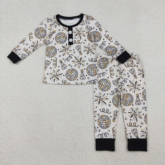BLP1166-XS-3XL Boys New Year Fireworks Ball Long Sleeve Long Pants Pajamas Set 202510 RTS