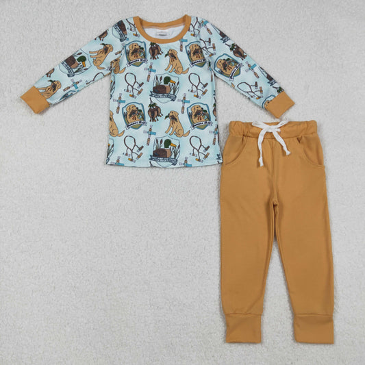 BLP1177 Puppy Duck Brown Long-Sleeved Pants Boys Set 202509 RTS