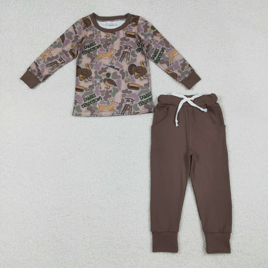 BLP1178 Duck Camo Brown Long-Sleeved Pants Boys Set 202509 RTS