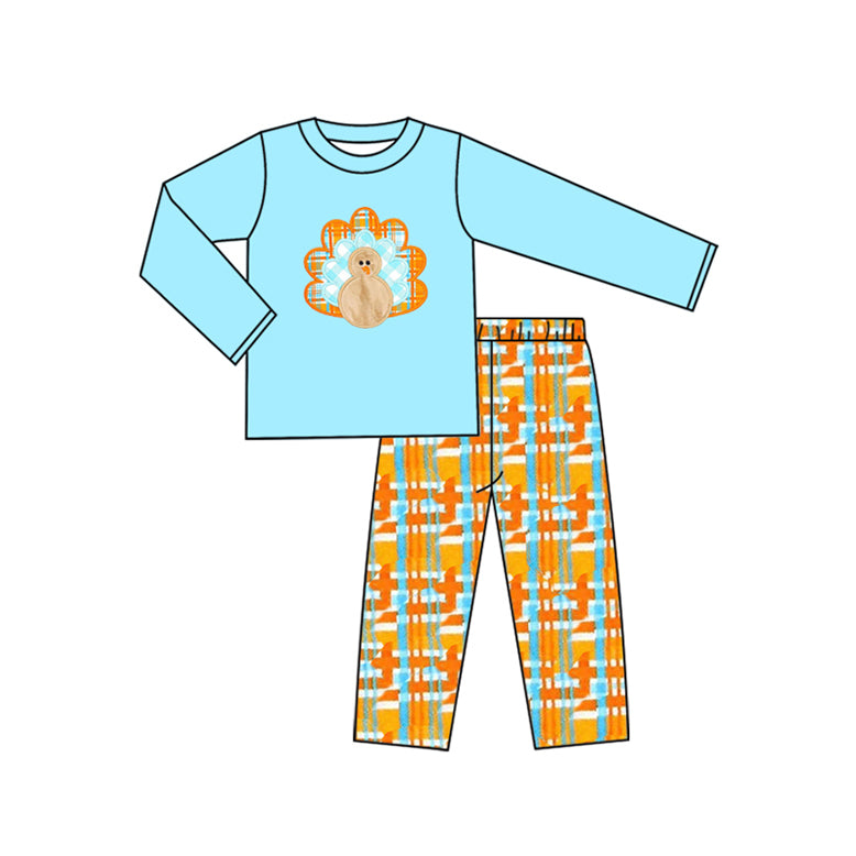 preorder BLP1182 Thanksgiving Turkey Long-Sleeved Pants Boys Set 202507