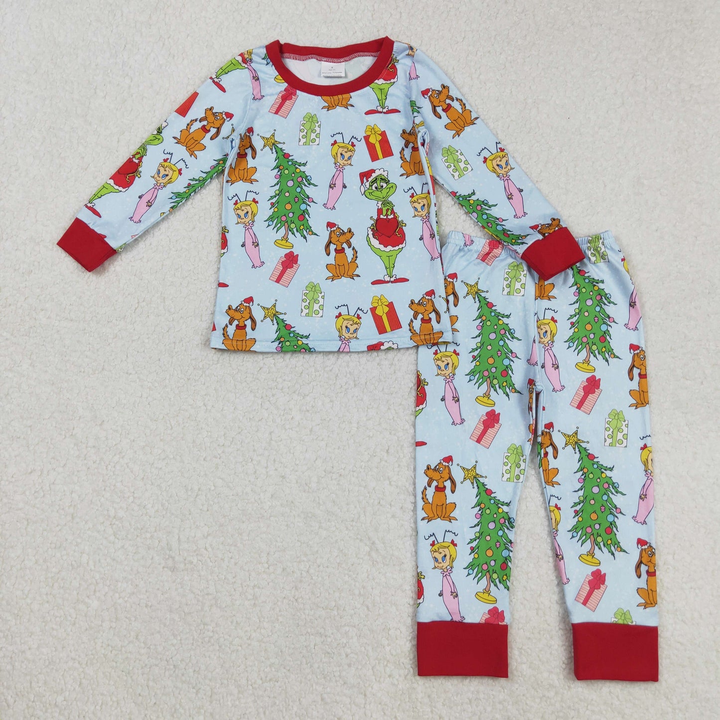 BLP1189 Christmas Grinch Long-Sleeved Pants Boys Pajamas Set 202508 RTS