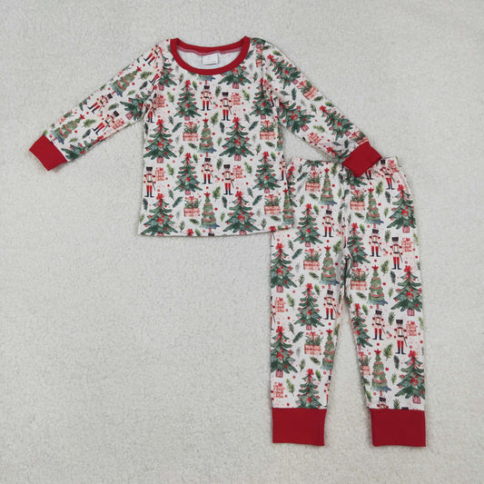 BLP1206-XS-3XL Christmas Tree Red White Long-Sleeved Pants Boys Pajamas Set 202510 RTS