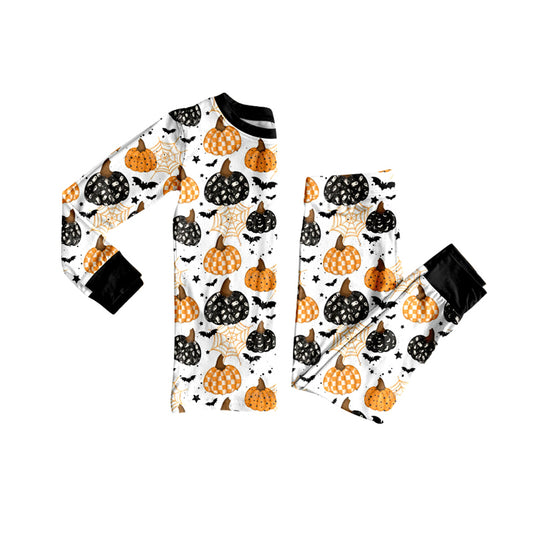preorder BLP1214 Halloween Pumpkin Spider Web Black Long-Sleeved Pants Boys Set 202508