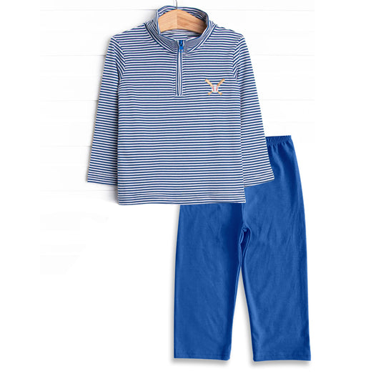 preorder BLP1220 Baseball Blue Stripe Long-Sleeved Pants Boys Set 202508