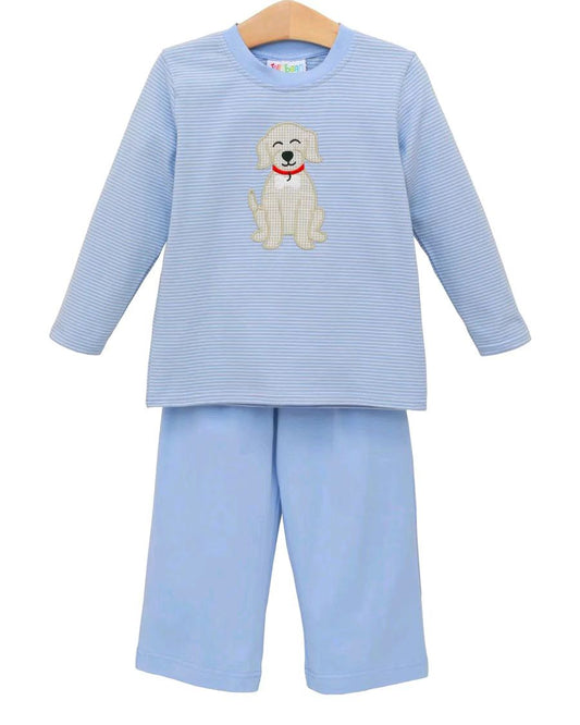 preorder BLP1230 Puppy Blue Stripe Long-Sleeved Pants Boys Set 202508