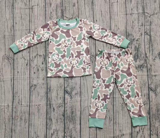 NO MOQ preorder BLP1232 Deer Hunting Army Green Camouflage Long-Sleeved Pants Boys Set 202510