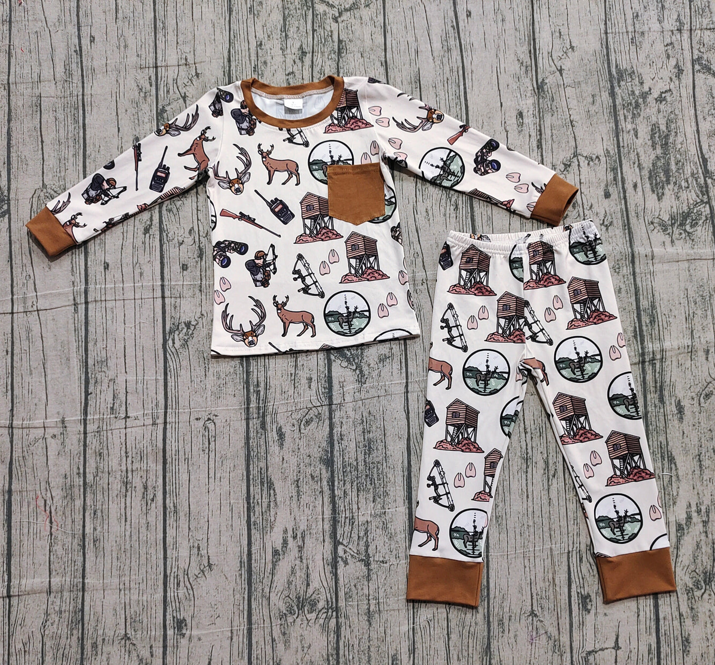 NO MOQ preorder BLP1236 Deer Hunting Long-Sleeved Pants Boys Pajama Set 202510