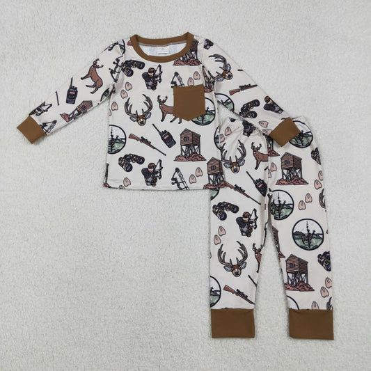 BLP1236 Deer Hunting Long-Sleeved Pants Boys Pajama Set 202511 RTS