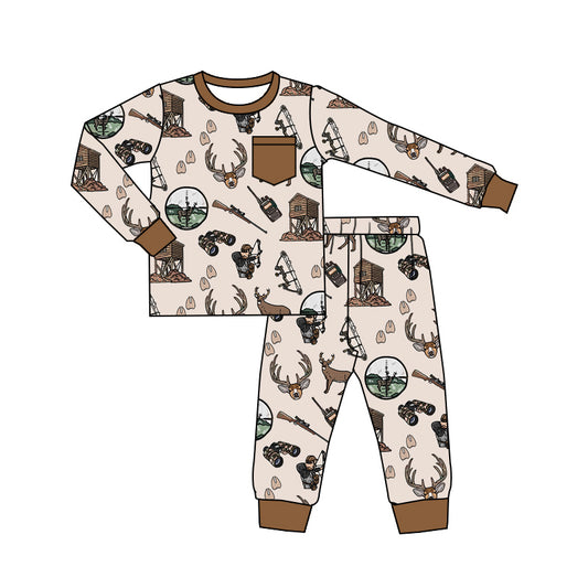 preorder BLP1235 Hunting Clothes Pocket Cowboy Long-Sleeved Pants Boys Pajamas Set 202508
