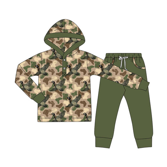 preorder BLP1250 Duck Hunting Green Hooded Long-Sleeved Pants Boys Set 202508