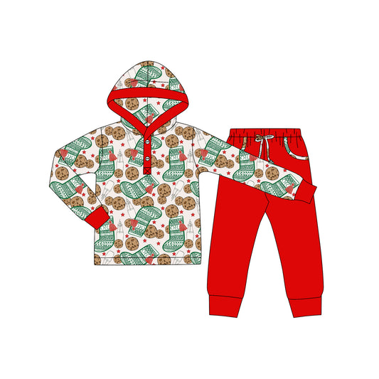 preorder BLP1257 Christmas Cookie Hooded Long-Sleeved Pants Boys Set 202508