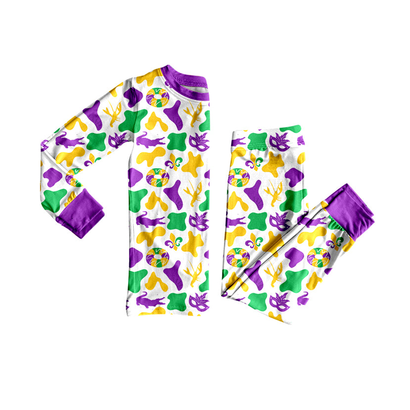 MOQ 8 preorder BLP1273 Mardi Grass Long-Sleeved Pants Boys Pajamas Set 202509