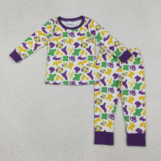 BLP1273-XS-3XL Mardi Grass Long-Sleeved Pants Boys Pajamas Set 202510 RTS