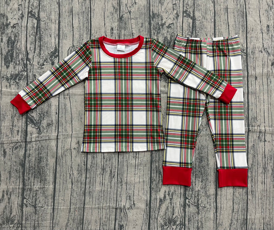 BLP1279 Red Green Plaid Long-Sleeved Pants Boys Pajamas Set 202511 RTS