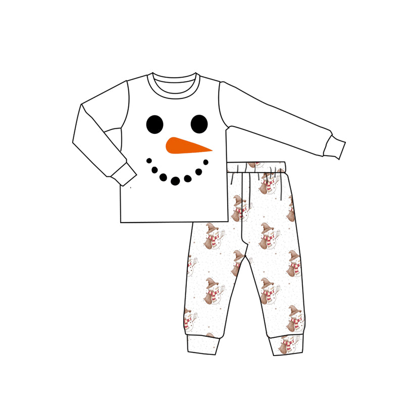 MOQ 8 preorder BLP1280 Christmas Snow Man Long-Sleeved Pants Boys Pajamas Set 202509