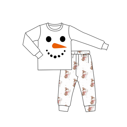 MOQ 8 preorder BLP1280 Christmas Snow Man Long-Sleeved Pants Boys Pajamas Set 202509