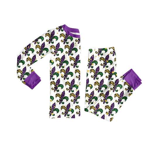 MOQ 8 Preorder BLP1293 Mardi Gras Long Sleeve Pants Boys Pajamas Set 202509