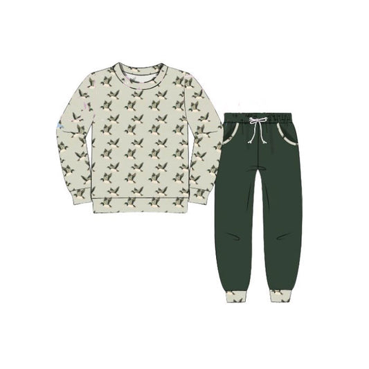 MOQ 8 preorder BLP1308 Duck Hunting Gray Green Long Sleeve Top Pant Boys Set 202510