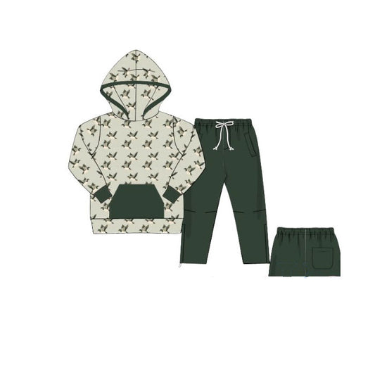 MOQ 8 preorder BLP1310 Duck Hunting Gray Green Hooded Long Sleeve Top Pant Boys Set 202510