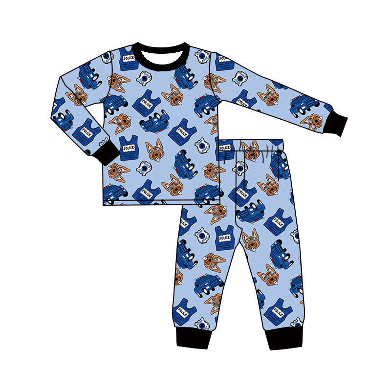 MOQ 5 preorder BLP1350 Police Dog Blue Long Sleeve Top Pant Boys Pajama Set 202510