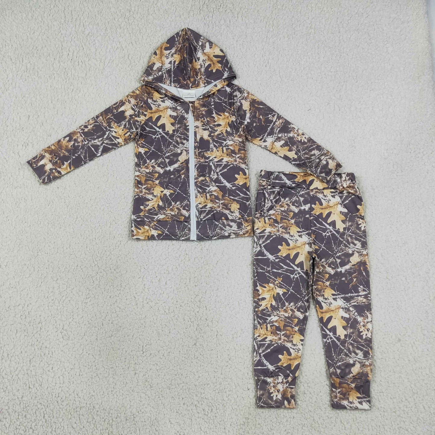 BLP1439 Hunting Camo Branches Coat Boys Jogger Set