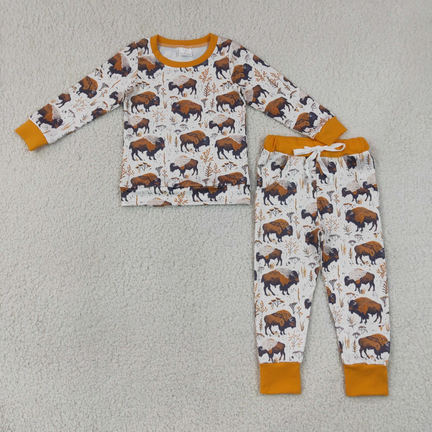 BLP1466 Cow Orange Long-Sleeved Pants Boys Sets 202607 RTS