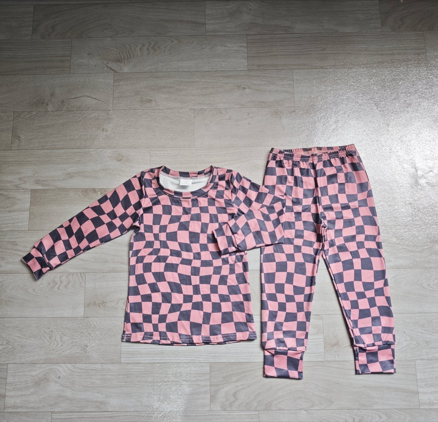 NO MOQ Preorder BLP1480 Brown Black Plaid Long-Sleeved Pants Boys Sets 202607