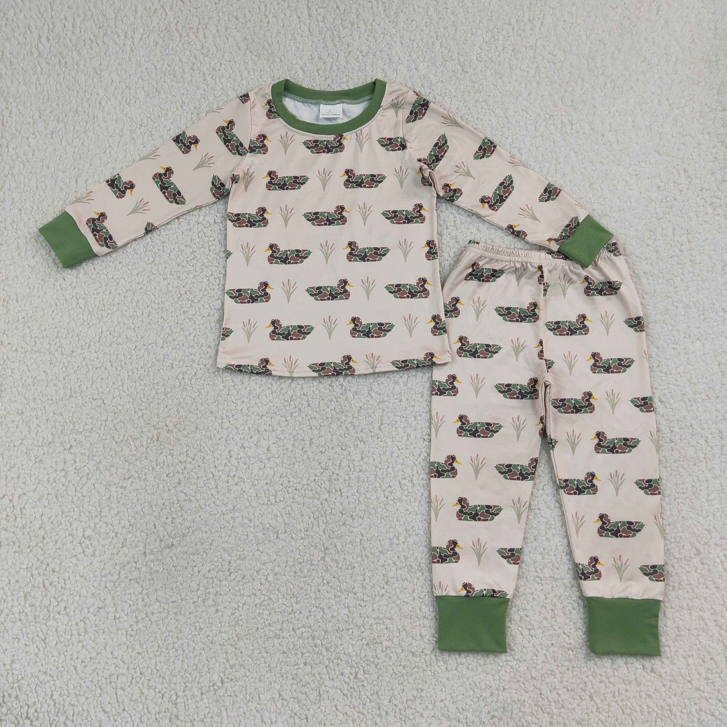 BLP1482 Duck Hunting Camo Beige Green Long-Sleeved Pants Boys Sets 202607 RTS
