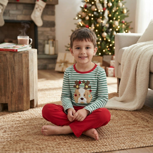 BLP1502 Embroidery Christmas Elk Stripe Boys Set 202609 RTS
