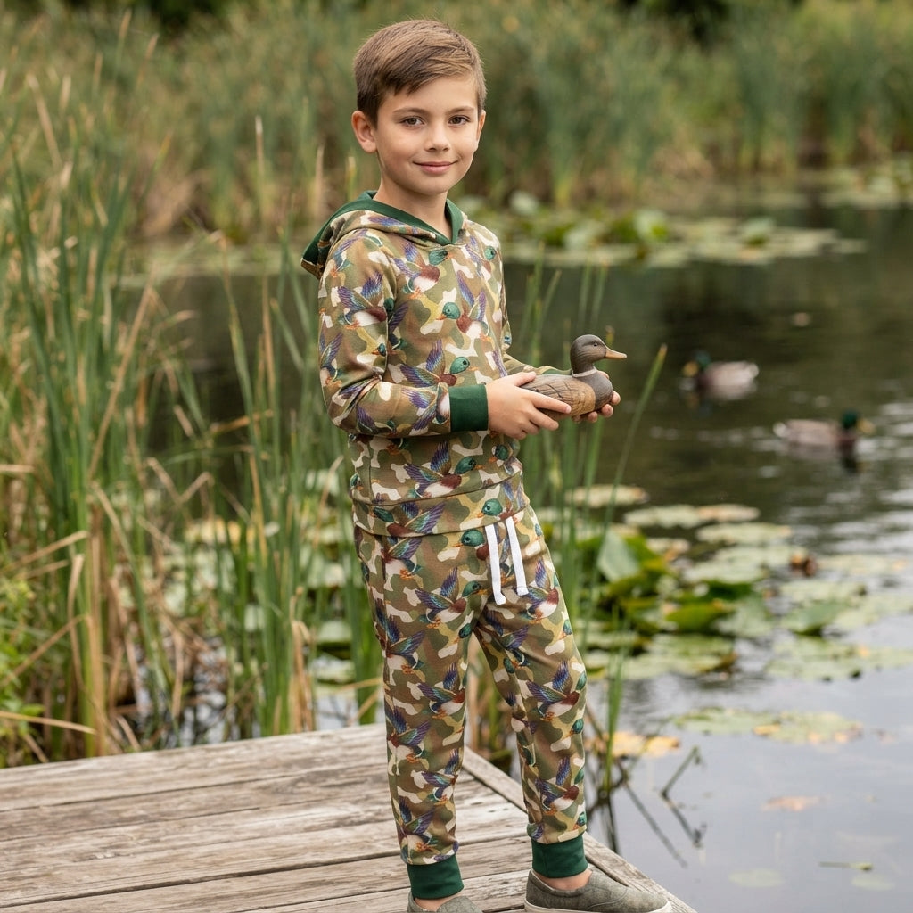 BLP1543 Mallard Ducks Green Hoodie Kids Boys Outfits